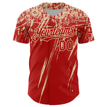 Загрузить изображение в средство просмотра галереи, Custom Red Cream Distressed Scratch Brush Stroke Authentic Baseball Jersey

