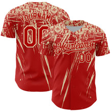 Загрузить изображение в средство просмотра галереи, Custom Red Cream Distressed Scratch Brush Stroke Authentic Baseball Jersey
