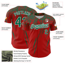 Load image into Gallery viewer, Custom Red Kelly Green-White Distressed Scratch Brush Stroke Authentic Baseball Jersey
