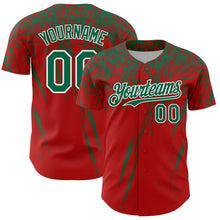 Load image into Gallery viewer, Custom Red Kelly Green-White Distressed Scratch Brush Stroke Authentic Baseball Jersey
