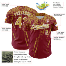 Load image into Gallery viewer, Custom Crimson Old Gold-White Distressed Scratch Brush Stroke Authentic Baseball Jersey
