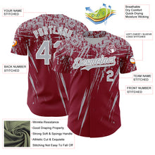 Load image into Gallery viewer, Custom Crimson Gray-White Distressed Scratch Brush Stroke Authentic Baseball Jersey
