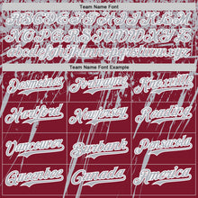 Load image into Gallery viewer, Custom Crimson Gray-White Distressed Scratch Brush Stroke Authentic Baseball Jersey
