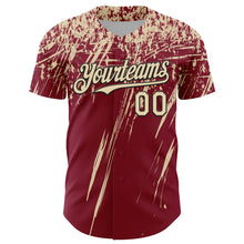 Load image into Gallery viewer, Custom Crimson Cream-Black Distressed Scratch Brush Stroke Authentic Baseball Jersey
