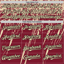 Load image into Gallery viewer, Custom Crimson Cream-Black Distressed Scratch Brush Stroke Authentic Baseball Jersey
