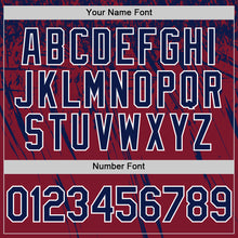 Load image into Gallery viewer, Custom Crimson Navy-White Distressed Scratch Brush Stroke Authentic Baseball Jersey
