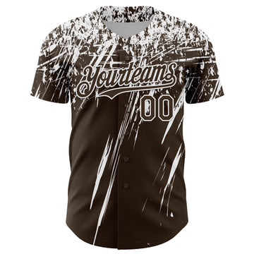 Custom Brown White Distressed Scratch Brush Stroke Authentic Baseball Jersey