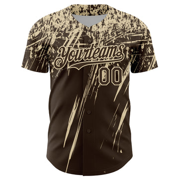 Custom Brown Cream Distressed Scratch Brush Stroke Authentic Baseball Jersey