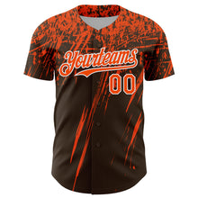 Charger l'image dans la galerie, Custom Brown Orange-White Distressed Scratch Brush Stroke Authentic Baseball Jersey
