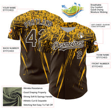 Charger l'image dans la galerie, Custom Brown Gold-White Distressed Scratch Brush Stroke Authentic Baseball Jersey
