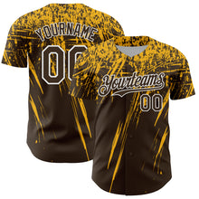Charger l'image dans la galerie, Custom Brown Gold-White Distressed Scratch Brush Stroke Authentic Baseball Jersey
