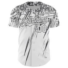 Загрузить изображение в средство просмотра галереи, Custom White Steel Gray Distressed Scratch Brush Stroke Authentic Baseball Jersey
