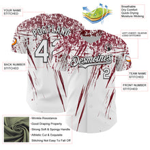 Load image into Gallery viewer, Custom White Crimson-Black Distressed Scratch Brush Stroke Authentic Baseball Jersey
