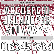 Load image into Gallery viewer, Custom White Crimson-Black Distressed Scratch Brush Stroke Authentic Baseball Jersey
