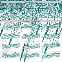 Load image into Gallery viewer, Custom White Teal Distressed Scratch Brush Stroke Authentic Baseball Jersey
