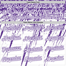 Load image into Gallery viewer, Custom White Purple Distressed Scratch Brush Stroke Authentic Baseball Jersey
