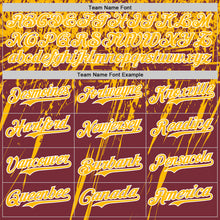 Charger l'image dans la galerie, Custom Burgundy Gold-White Distressed Scratch Brush Stroke Authentic Baseball Jersey
