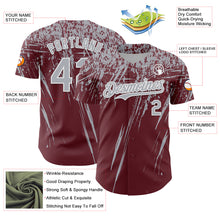 Load image into Gallery viewer, Custom Burgundy Gray-White Distressed Scratch Brush Stroke Authentic Baseball Jersey
