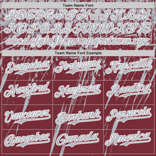 Load image into Gallery viewer, Custom Burgundy Gray-White Distressed Scratch Brush Stroke Authentic Baseball Jersey
