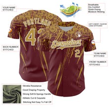Load image into Gallery viewer, Custom Burgundy Old Gold-White Distressed Scratch Brush Stroke Authentic Baseball Jersey
