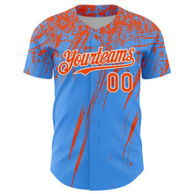 Загрузить изображение в средство просмотра галереи, Custom Electric Blue Orange-White Distressed Scratch Brush Stroke Authentic Baseball Jersey
