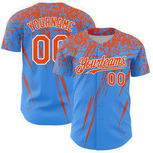 Загрузить изображение в средство просмотра галереи, Custom Electric Blue Orange-White Distressed Scratch Brush Stroke Authentic Baseball Jersey
