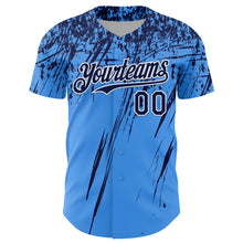 Laden Sie das Bild in den Galerie-Viewer, Custom Electric Blue Navy-White Distressed Scratch Brush Stroke Authentic Baseball Jersey
