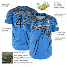 Laden Sie das Bild in den Galerie-Viewer, Custom Electric Blue Black-White Distressed Scratch Brush Stroke Authentic Baseball Jersey
