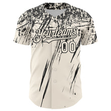 Load image into Gallery viewer, Custom Cream Black Distressed Scratch Brush Stroke Authentic Baseball Jersey
