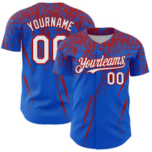Загрузить изображение в средство просмотра галереи, Custom Thunder Blue White-Red Distressed Scratch Brush Stroke Authentic Baseball Jersey
