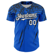 Загрузить изображение в средство просмотра галереи, Custom Thunder Blue White-Black Distressed Scratch Brush Stroke Authentic Baseball Jersey
