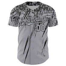 Load image into Gallery viewer, Custom Gray Black Distressed Scratch Brush Stroke Authentic Baseball Jersey
