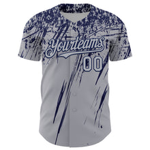 Load image into Gallery viewer, Custom Gray Navy Distressed Scratch Brush Stroke Authentic Baseball Jersey
