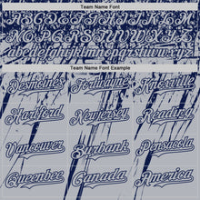 Load image into Gallery viewer, Custom Gray Navy Distressed Scratch Brush Stroke Authentic Baseball Jersey
