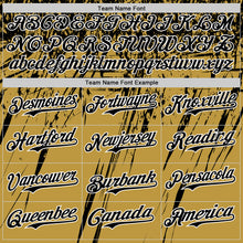 Load image into Gallery viewer, Custom Old Gold Black-White Distressed Scratch Brush Stroke Authentic Baseball Jersey
