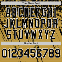 Load image into Gallery viewer, Custom Old Gold Black-White Distressed Scratch Brush Stroke Authentic Baseball Jersey
