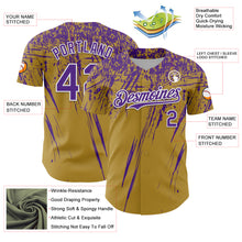 Laden Sie das Bild in den Galerie-Viewer, Custom Old Gold Purple-White Distressed Scratch Brush Stroke Authentic Baseball Jersey
