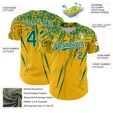 Load image into Gallery viewer, Custom Gold Kelly Green-White Distressed Scratch Brush Stroke Authentic Baseball Jersey
