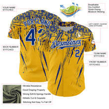 Load image into Gallery viewer, Custom Gold Royal-White Distressed Scratch Brush Stroke Authentic Baseball Jersey
