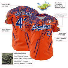 Load image into Gallery viewer, Custom Orange Royal-White Distressed Scratch Brush Stroke Authentic Baseball Jersey
