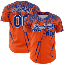 Load image into Gallery viewer, Custom Orange Royal-White Distressed Scratch Brush Stroke Authentic Baseball Jersey
