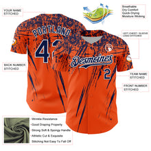 Load image into Gallery viewer, Custom Orange Navy-White Distressed Scratch Brush Stroke Authentic Baseball Jersey

