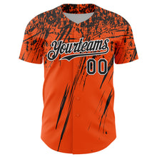 Load image into Gallery viewer, Custom Orange Black-White Distressed Scratch Brush Stroke Authentic Baseball Jersey
