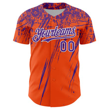 Load image into Gallery viewer, Custom Orange Purple-White Distressed Scratch Brush Stroke Authentic Baseball Jersey
