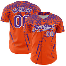 Load image into Gallery viewer, Custom Orange Purple-White Distressed Scratch Brush Stroke Authentic Baseball Jersey
