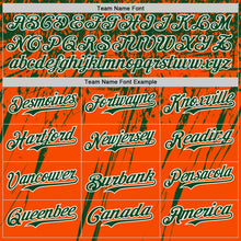 Load image into Gallery viewer, Custom Orange Green-White Distressed Scratch Brush Stroke Authentic Baseball Jersey

