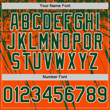 Load image into Gallery viewer, Custom Orange Green-White Distressed Scratch Brush Stroke Authentic Baseball Jersey
