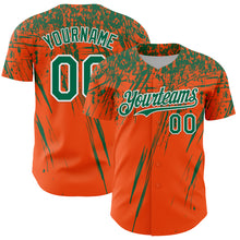 Load image into Gallery viewer, Custom Orange Kelly Green-White Distressed Scratch Brush Stroke Authentic Baseball Jersey
