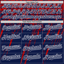 Charger l'image dans la galerie, Custom Navy Red-White Distressed Scratch Brush Stroke Authentic Baseball Jersey

