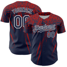 Charger l'image dans la galerie, Custom Navy Red-White Distressed Scratch Brush Stroke Authentic Baseball Jersey
